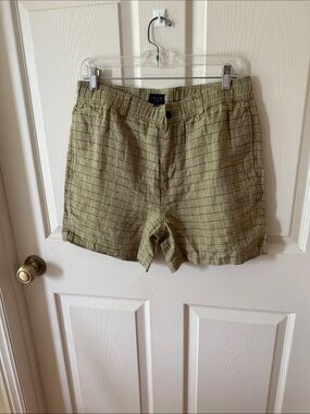 Todd Snyder Tan Windowpane Linen-Blend Shorts Sz S.  Box24